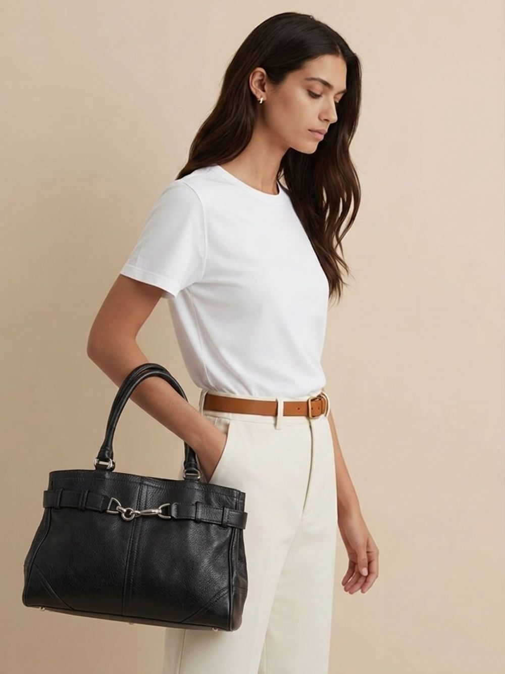 COACH | Vintage Black Leather Satchel Bag Purse Buckle